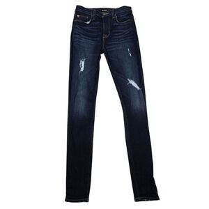 Hudson High Waist Barbara Super Skinny Jeans‎ Dark Wash Ripped Size 24